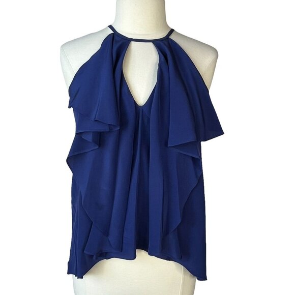 BCBGMaxAzria Silk Cami Sleeveless Blouse Womens XS Blue Summer - Picture 1 of 8